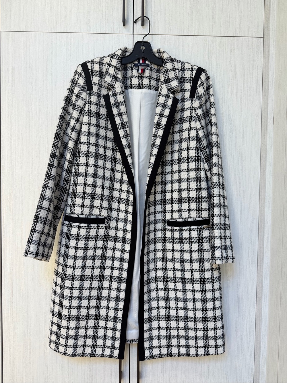 Tommy Hilfiger Black & White Checked Blazer Coat